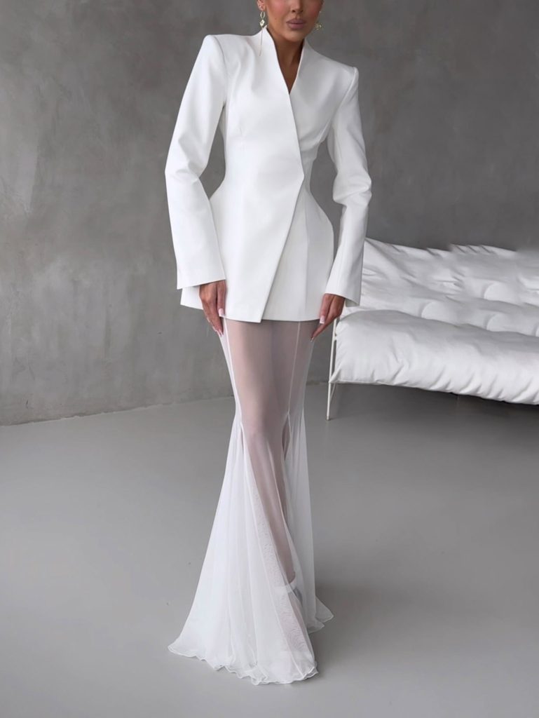Asymmetric Neck Bodycon Elegant Two-Piece Set